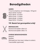 benodigdheden bij breipatroon vest